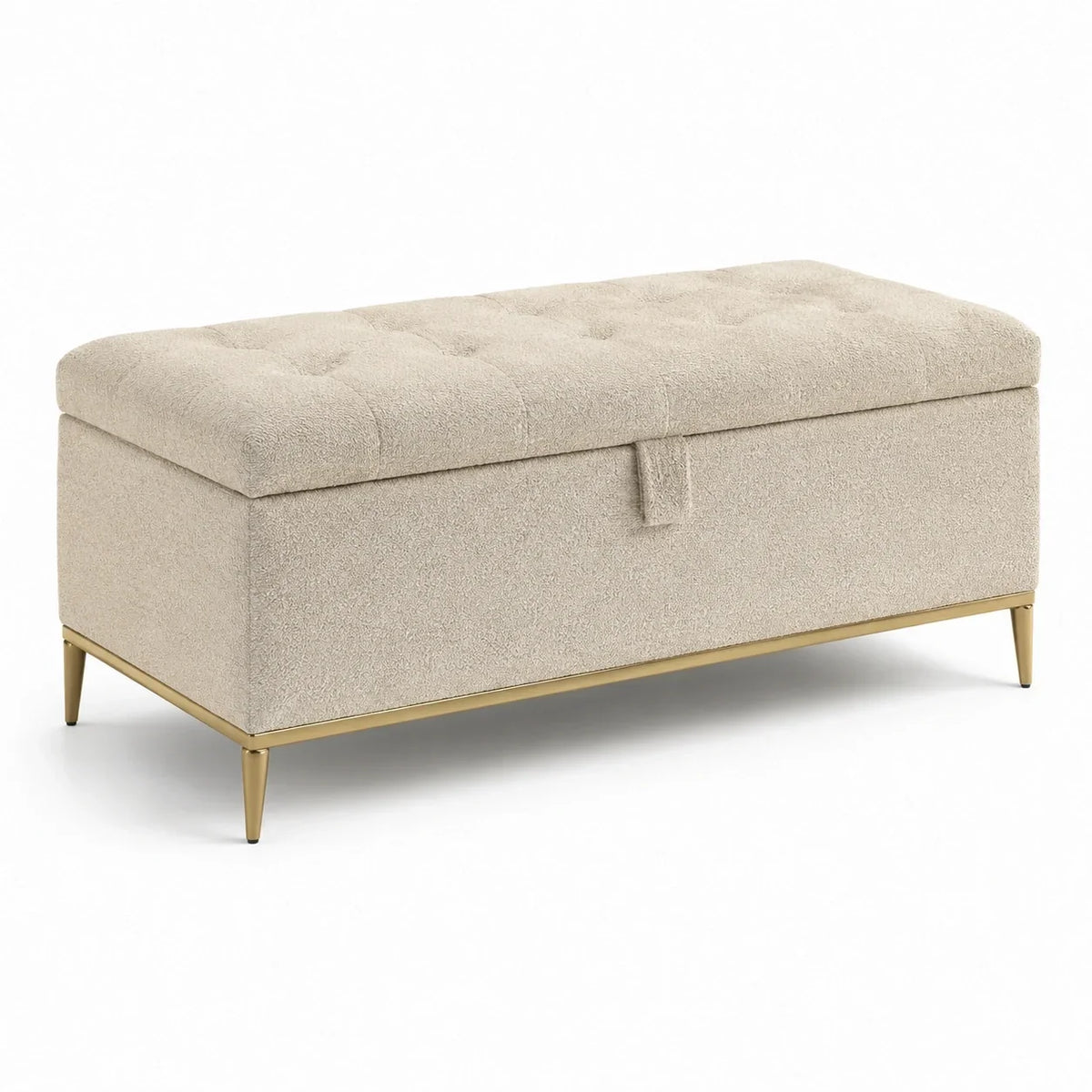 Banco de almacenamiento bouclé beige 120x45x45 cm
