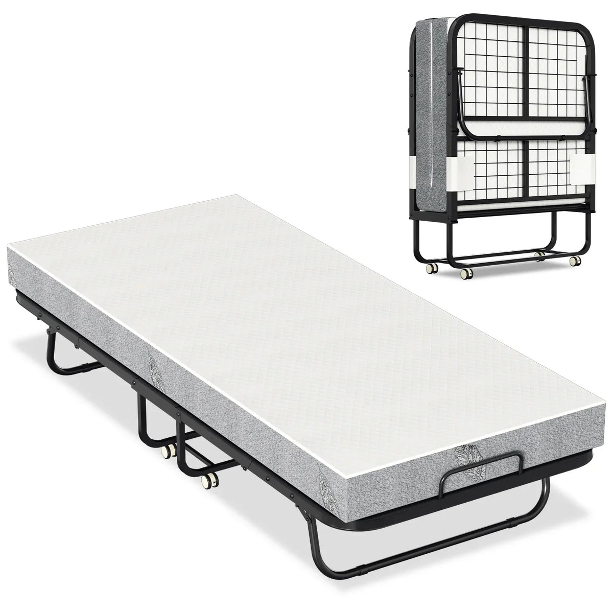 Cama plegable Sonnewelt 90x200 cm con 13 cm de grosor y ruedas