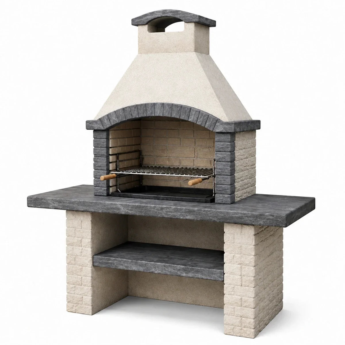 Barbacoa de hormigón con parrilla de acero inoxidable, gris/beige