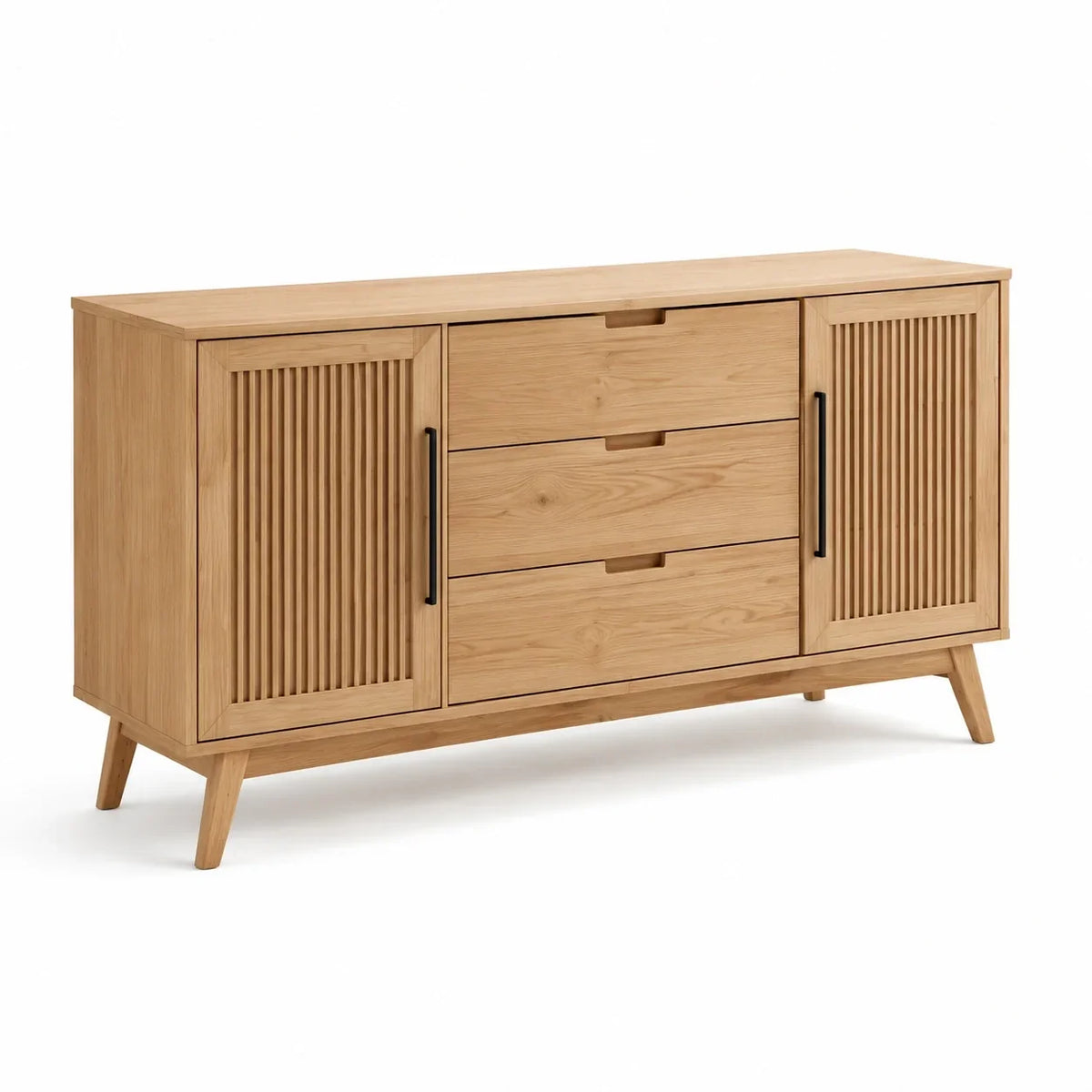 Aparador de madera de roble con 3 cajones y 2 puertas