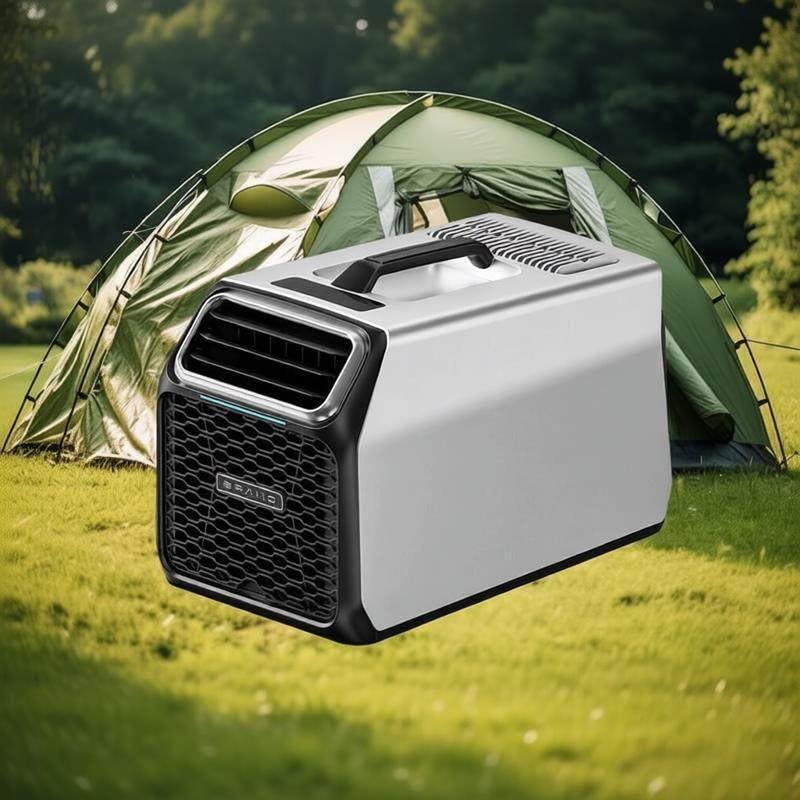 Aire acondicionado de camping de 3500 BTU con compresor real, aire acondicionado portátil para tienda de campaña, caravana y camión, aire acondicionado móvil con deshumidificación y modo de suspensión, plateado