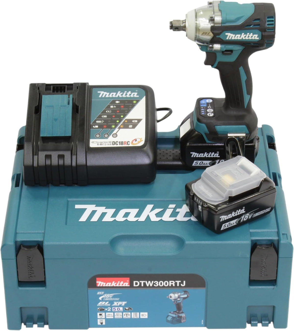 Atornillador de impacto a batería Makita DTW300RTJ 18 V / 5,0 Ah, 2 baterías + cargador en MAKPAC