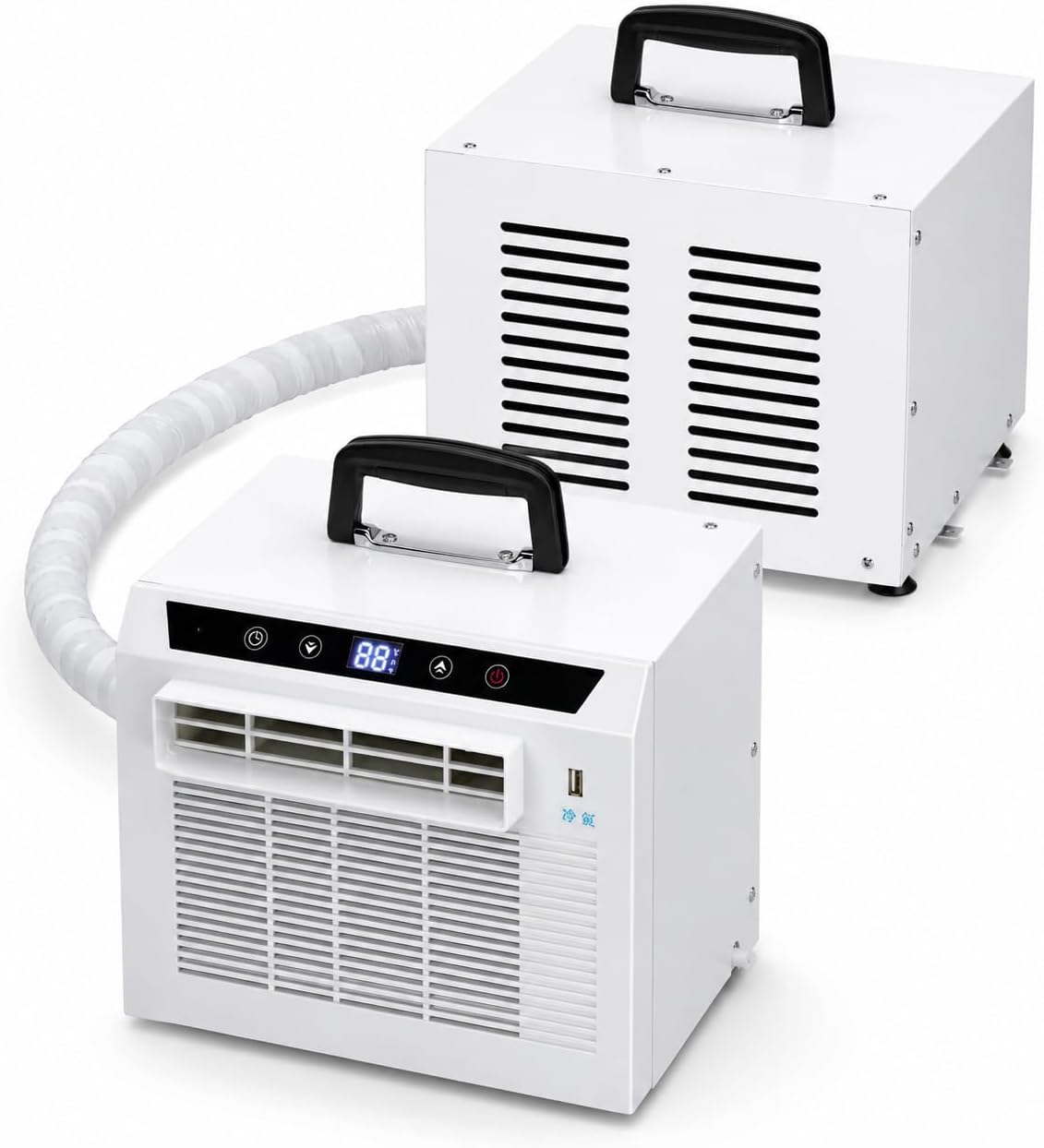 Aire acondicionado split 3000 BTU, enfriador de ambiente portátil con panel táctil y control remoto, temporizador de 24 horas, asa superior, diseño para el hogar, oficina, camping, sin montaje