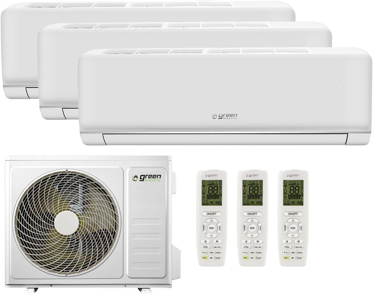 Aire acondicionado Trial Split Plus 9000 + 9000 + 12000 BTU, Wi-Fi R32, eficiencia energética A++/A+, 3 unidades interiores + 1 unidad exterior, con mando a distancia, bajo consumo energético