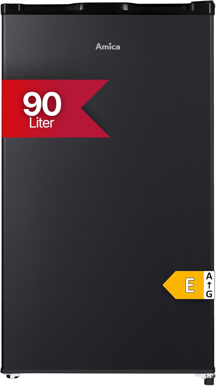 Frigorífico de una puerta Amica de libre instalación, 85x47,5x44,5 cm, 90 L, compresor inverter, iluminación LED, cajón para verduras, estantes en la puerta, AVK 3510 SW - Negro