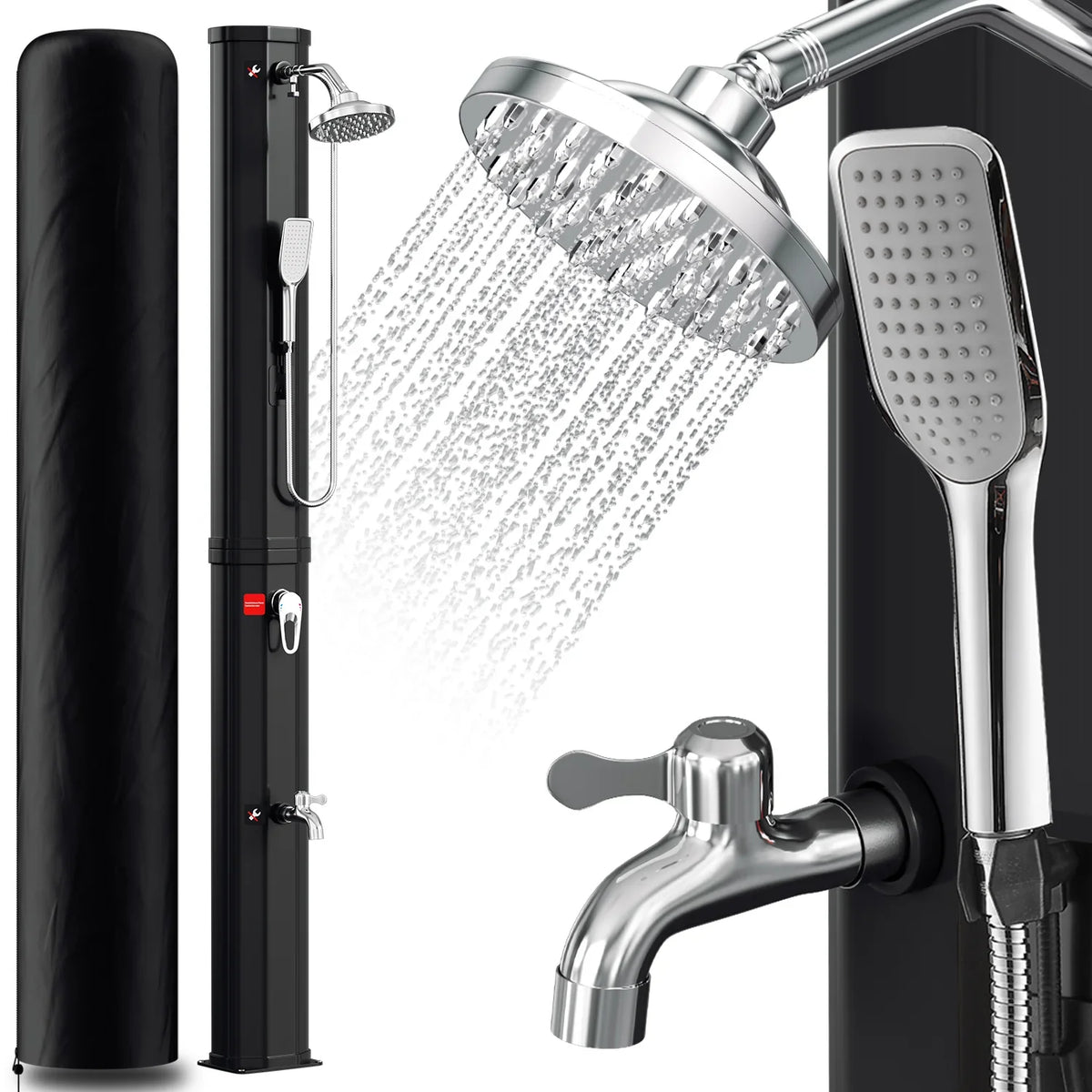 Ducha solar Sonnewelt de 60 L para jardín, incluye funda protectora y teleducha