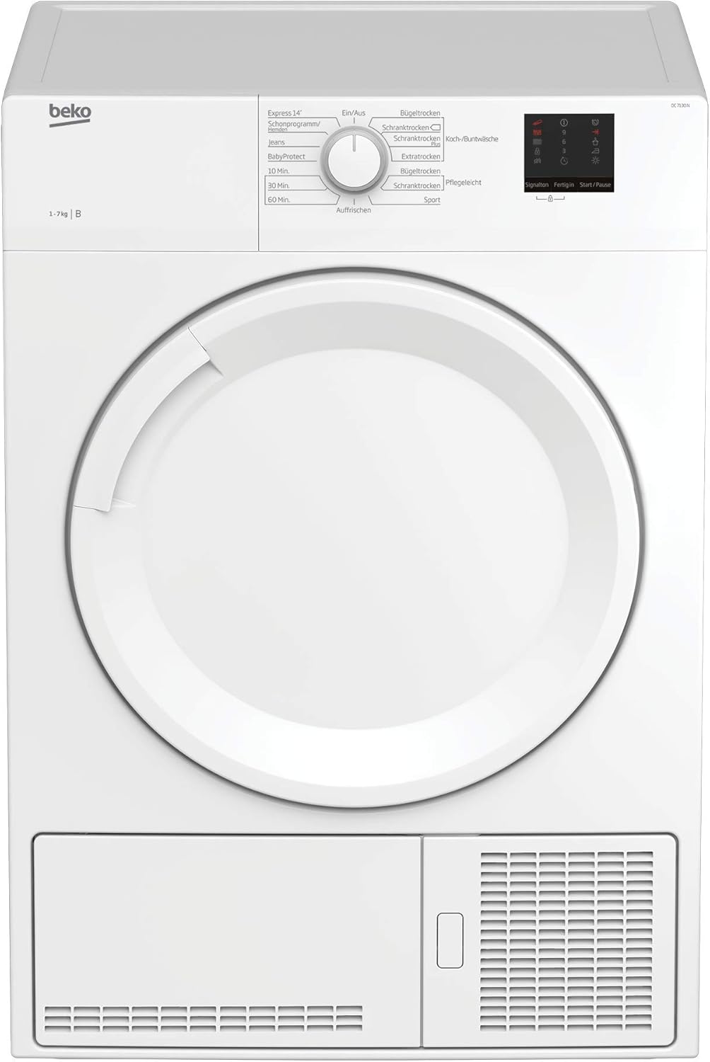 Secadora de condensación Beko DC 7130 N b100, 7 kg, medición electrónica de humedad, protección antiarrugas automática, tambor delicado AquaWave, 15 programas, programa exprés