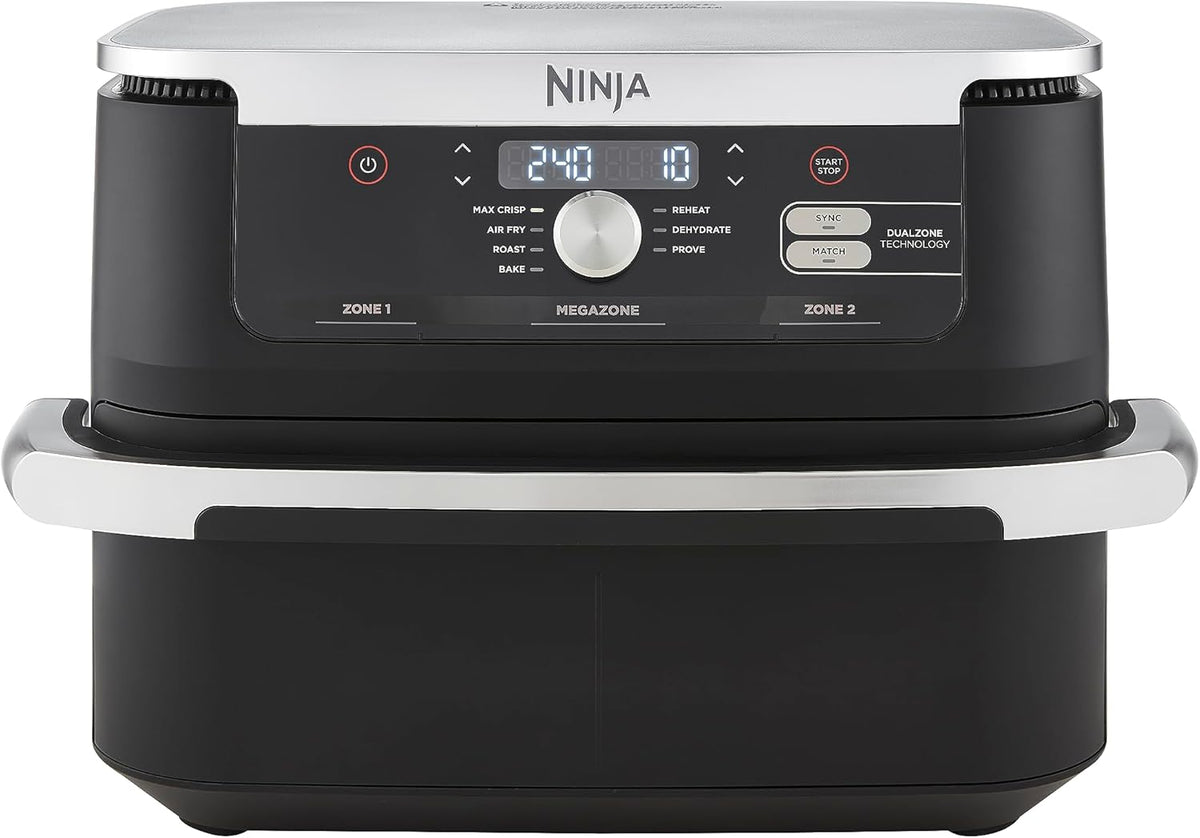 Freidora de aire NINJA Foodi FlexDrawer, zona dual con divisor extraíble, cajón grande de 10,4 L, 7 en 1, zona doble, sin aceite, piezas antiadherentes aptas para lavavajillas, negro AF500EU
