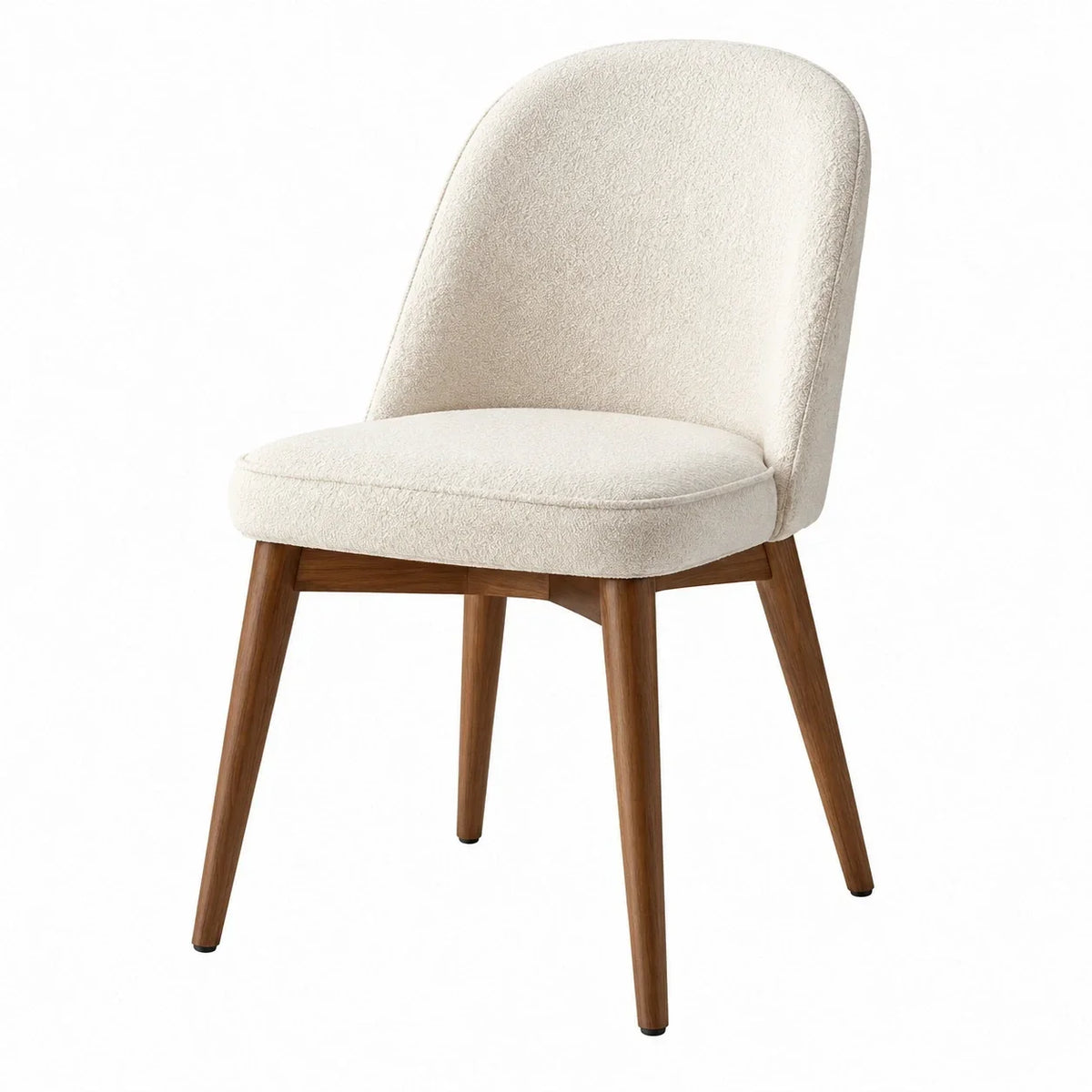 Silla de comedor con patas de madera y tapizado de bouclé, 85 cm, color crema