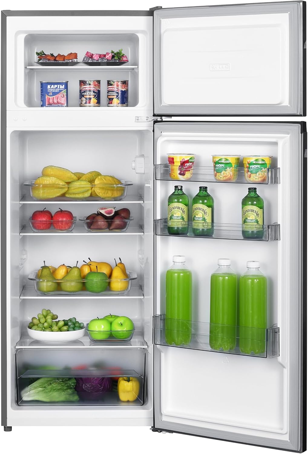 Bauknecht K55T0 413S Frigorífico-congelador independiente / congelador superior / capacidad neta total: 206 l / 169 l refrigeración / 37 l congelación / doble puerta / clase de eficiencia energética D / plateado