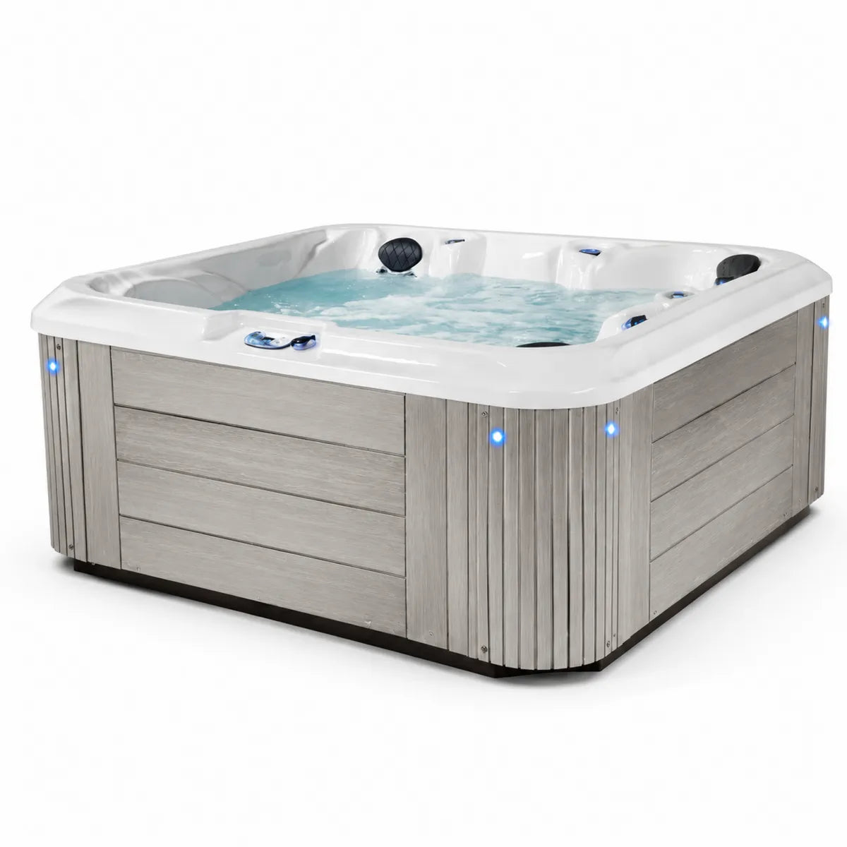 Jacuzzi para 6 personas, acrílico, aluminio, blanco/gris