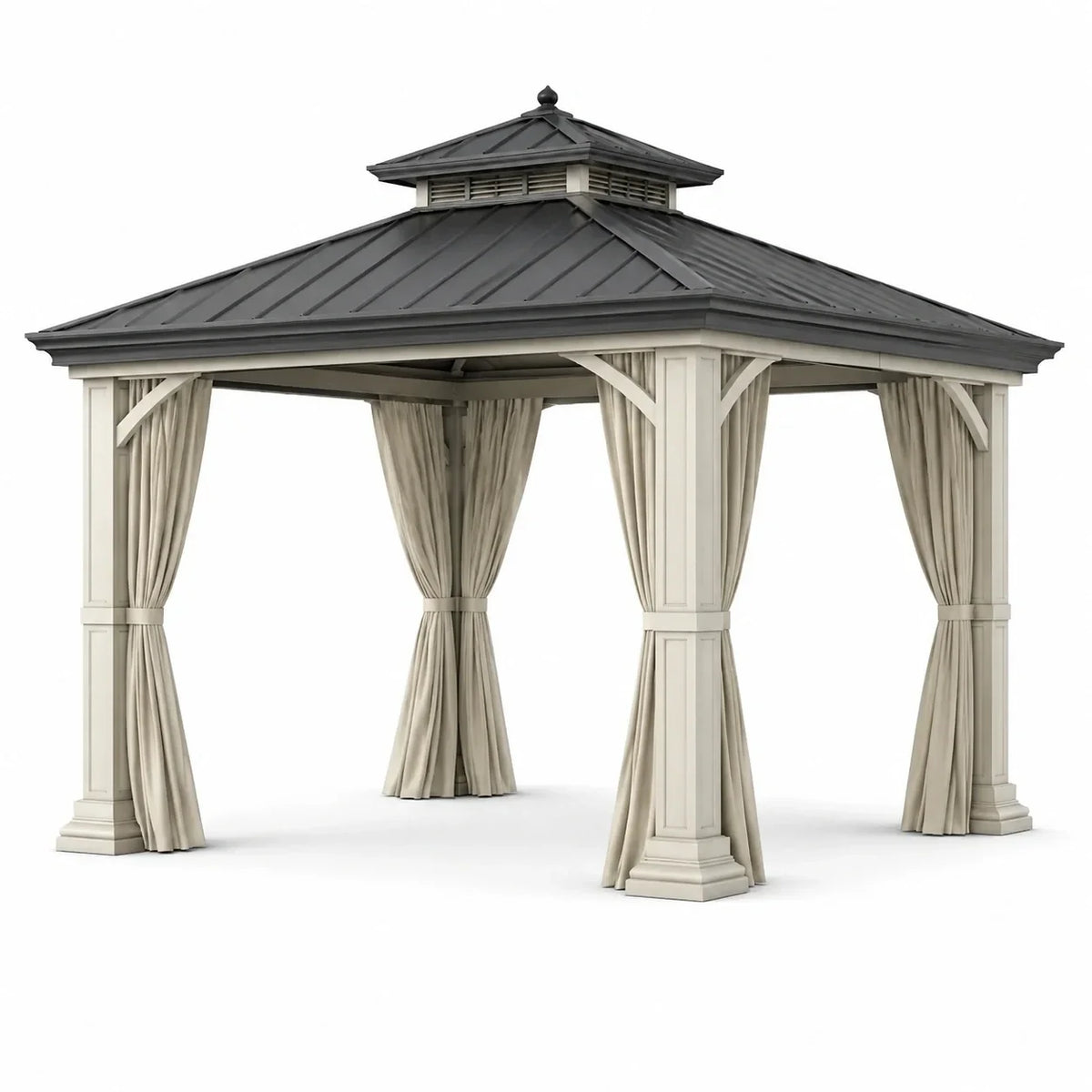 Pabellón con estructura de aluminio y techo de chapa de acero, 3x3 m, gris/beige