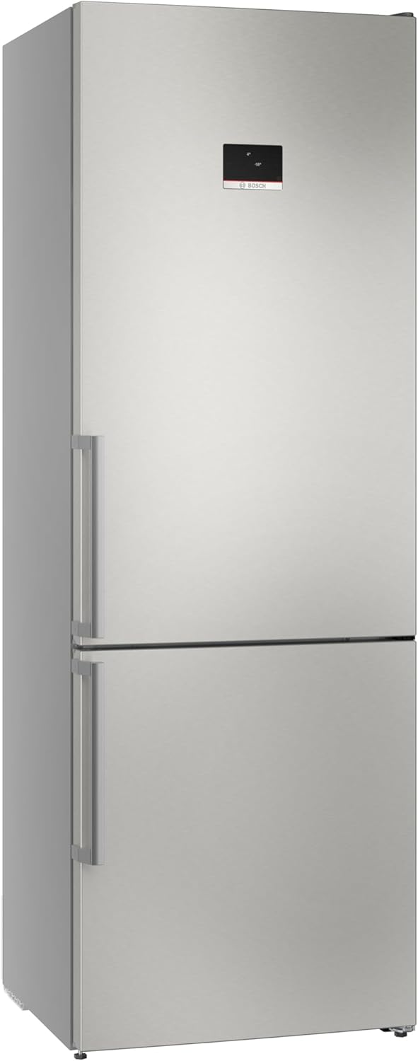 Frigorífico combi Bosch XXL Serie 6, 203 x 70 cm, 311 L de refrigeración y 129 L de congelación, NoFrost, VitaFresh XXL, interior flexible, balda abatible, Perfect Fit, acero cepillado, KGN49AIBT