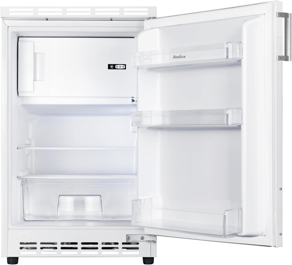 Frigorífico integrable bajo encimera Amica, panelable para nicho de 81,5 cm, control electrónico, compresor inverter, iluminación LED, alarma de puerta abierta, 82 litros