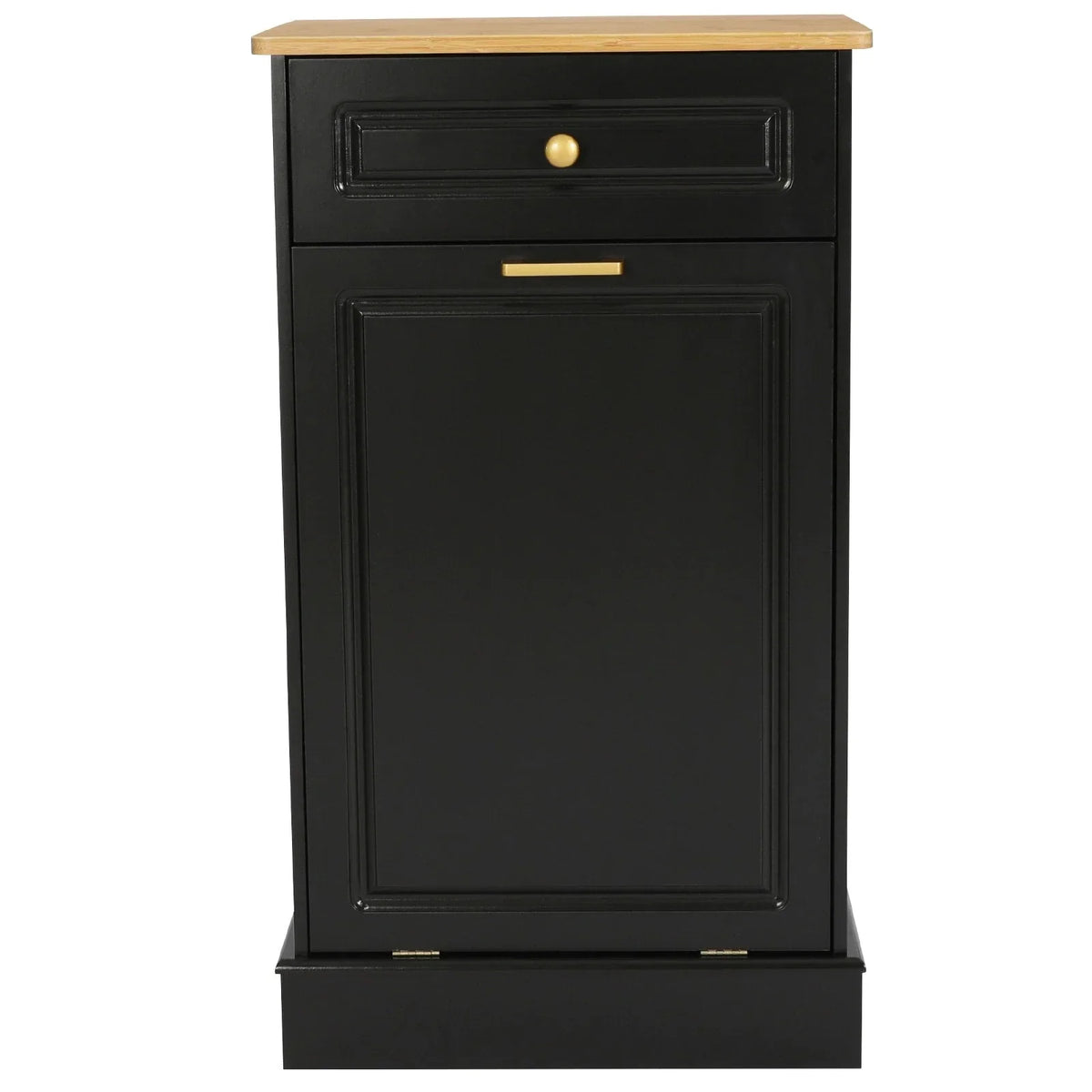 Mueble de cocina para basura con frente abatible, encimera de madera y cajón organizador