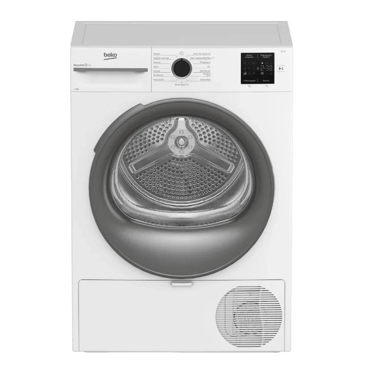 Secadora con bomba de calor Beko BM3T38210W1 8 kg, apta para alérgicos, secado higiénico, 15 programas, exprés, clase energética E