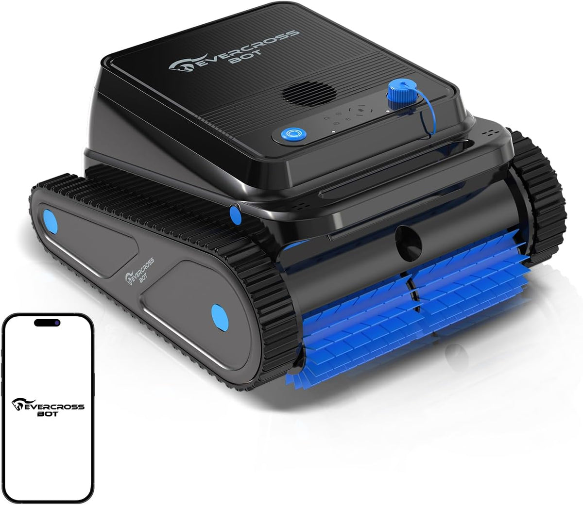 EVERCROSS BOT U8 Robot limpiafondos para piscina, robot de piscina inalámbrico con limpieza de línea de flotación, 120 min de autonomía, navegación inteligente, estacionamiento automático, piscinas de 200㎡