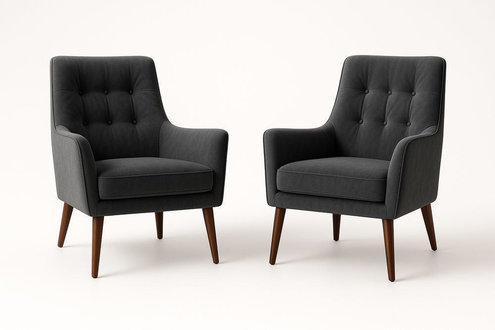Juego de 2 sillones de tela con patas de madera