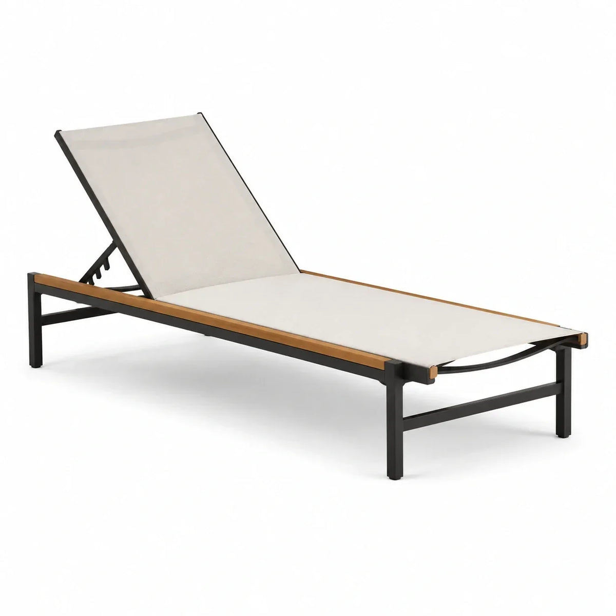 Tumbona de jardín de aluminio y textileno, 200 cm, beige/negro