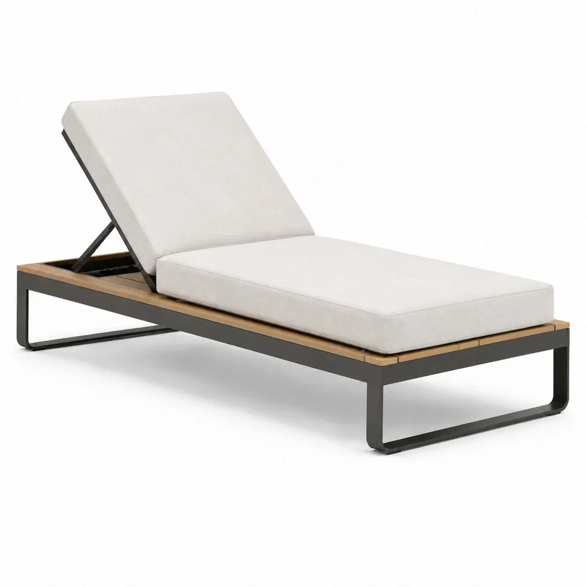 Tumbona de aluminio y madera de teca beige