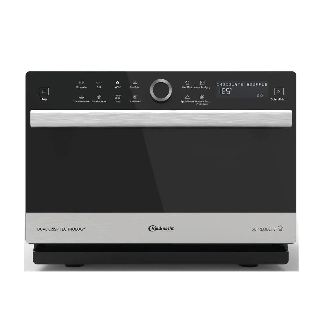 Microondas multifunción MW 3391 SX 33 L 1000 W con aire caliente, grill, CrispFry, cocción al vapor y recipiente para cocinar al vapor