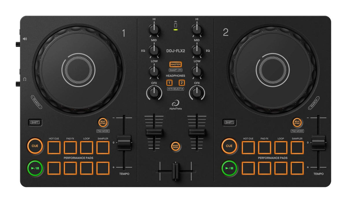 Controlador de DJ DDJ-FLX2 de 2 canales, compatible con USB-C para PC, Mac, smartphone y tablet