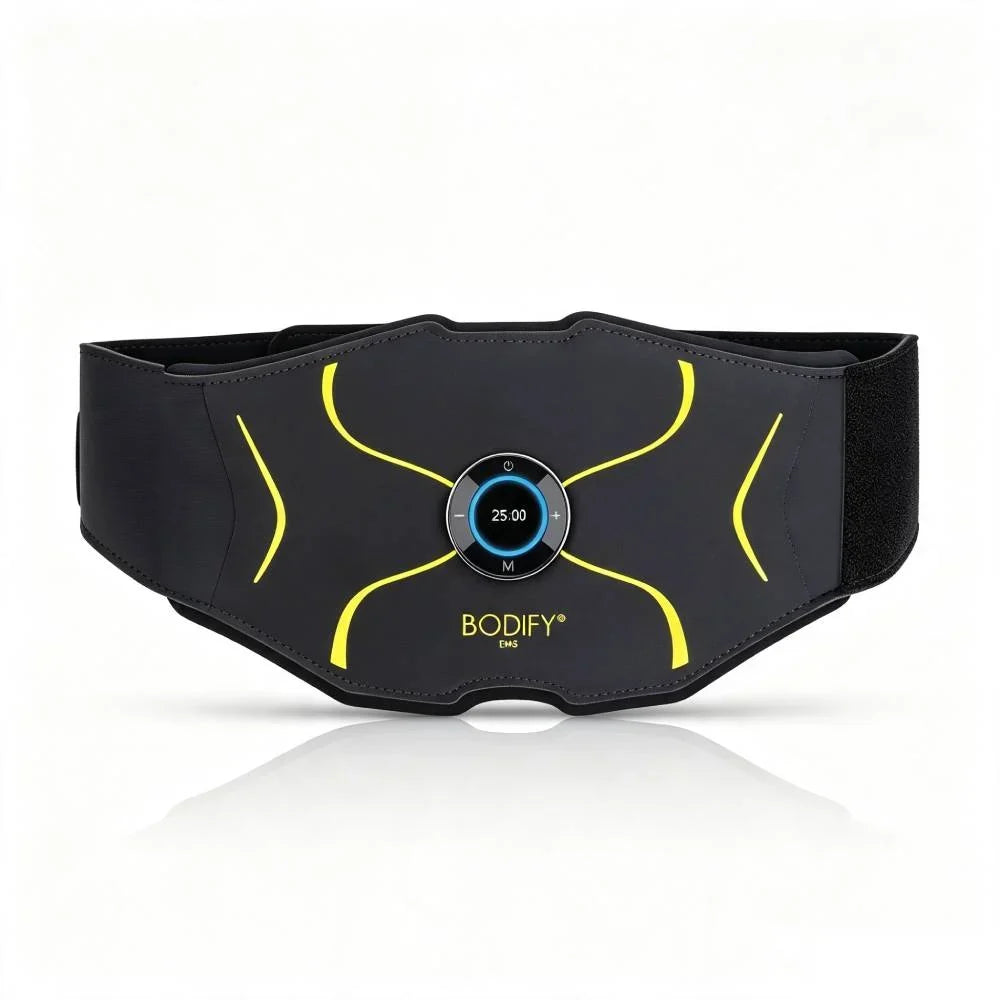 Entrenador abdominal EMS Max para estimulación muscular abdominal dirigida con controlador, cable de carga y cinta de extensión