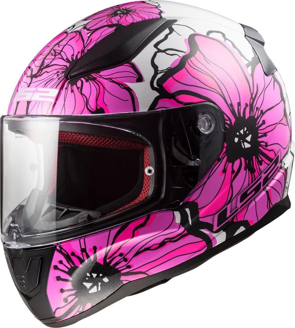 LS2, Casco Integral de Moto Rapid II Poppies Negro Rosa