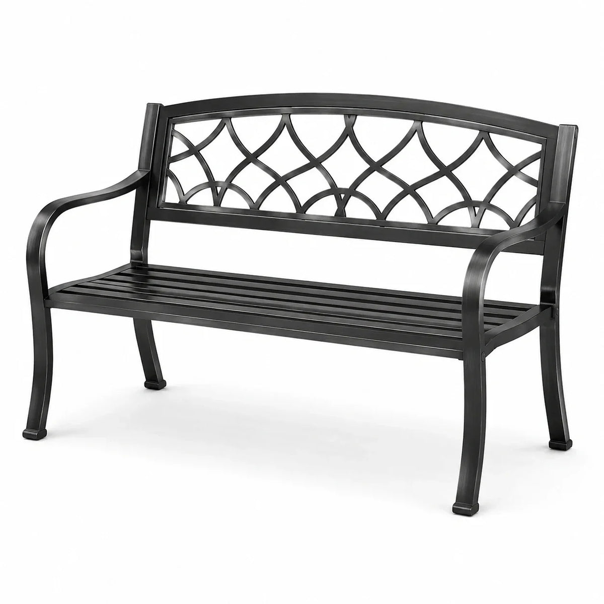 Banco de jardín de metal negro 120x60x80 cm