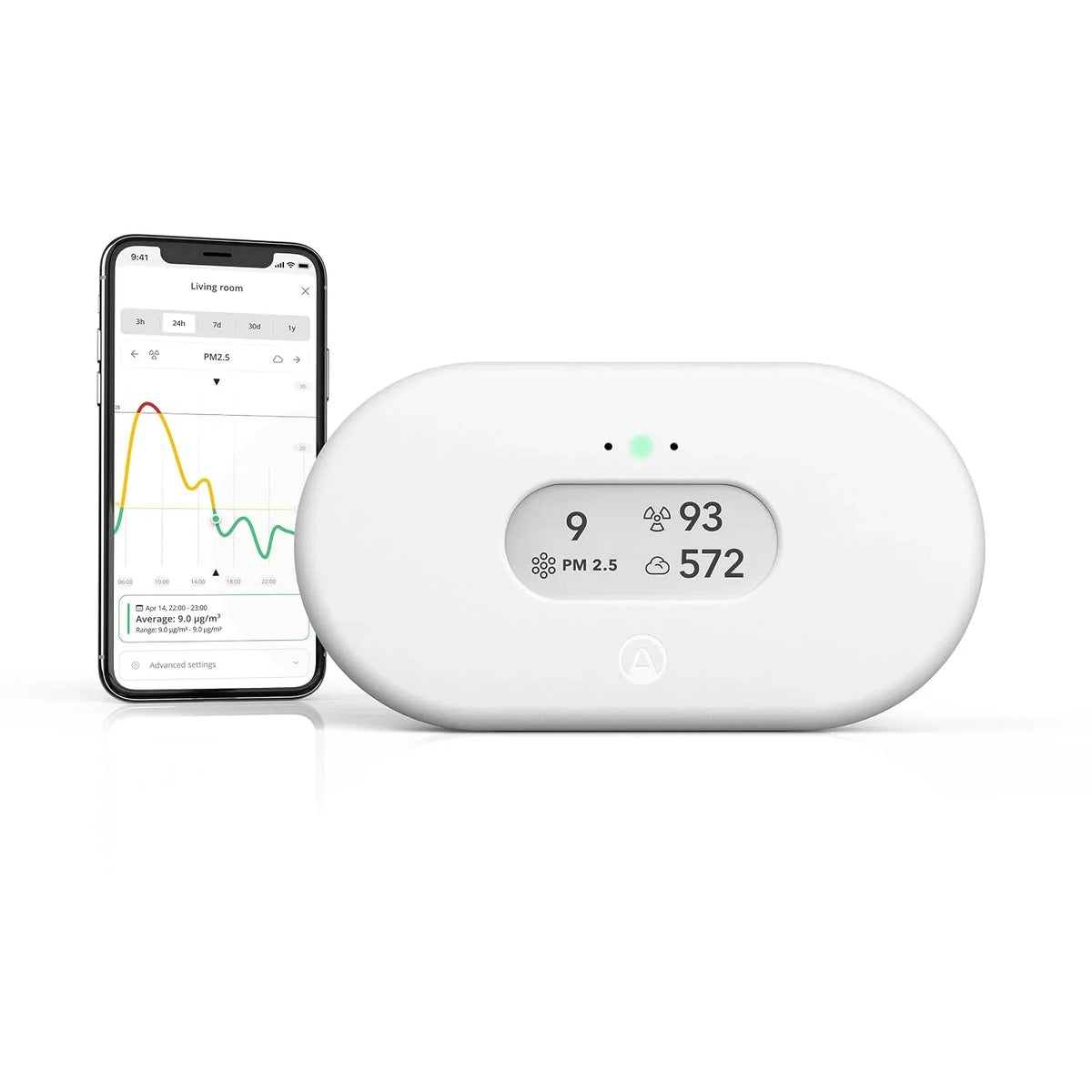 Monitor de calidad del aire View Plus: radón, partículas finas, CO2, COV, temperatura, humedad, presión atmosférica, Smart Home, WiFi