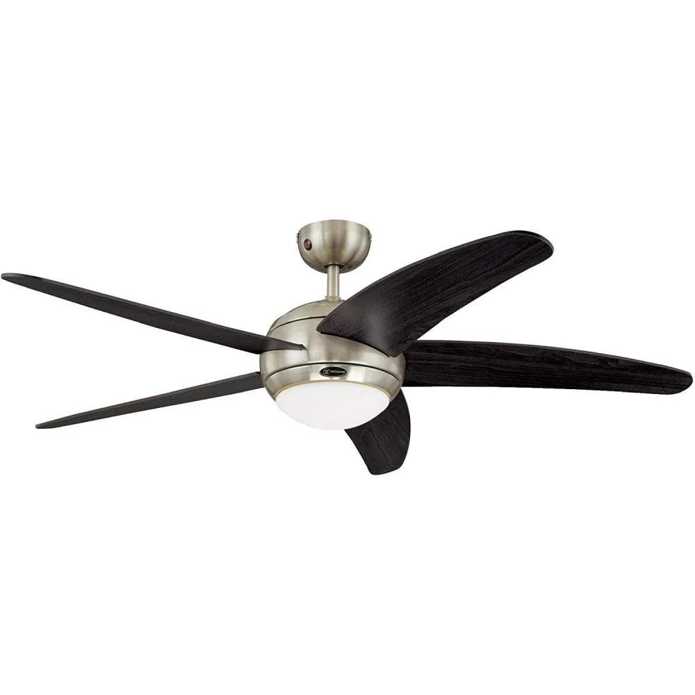 Ventilador de techo con luz Bendan 72557 132 cm 5 aspas cromo vidrio opal mando a distancia 3 velocidades verano invierno