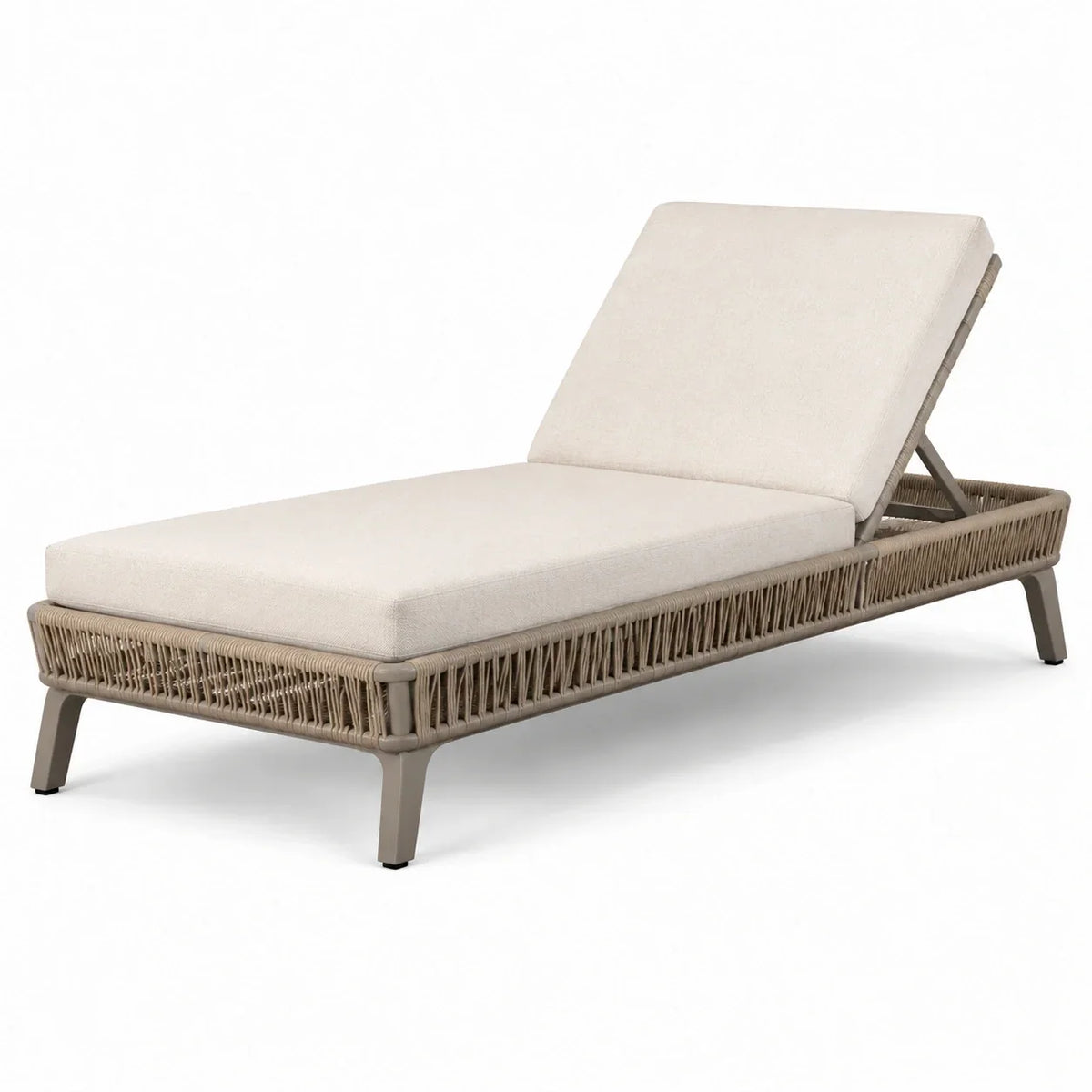 Tumbona de jardín de aluminio y ratán beige 200 cm