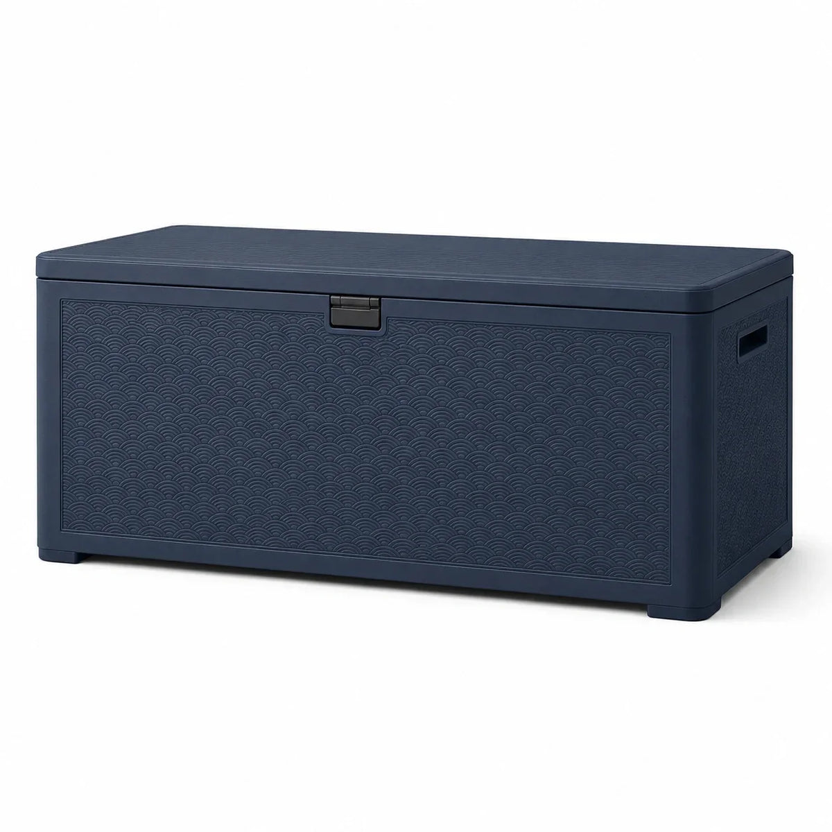 Caja de jardín de plástico 117x45x56 cm azul oscuro