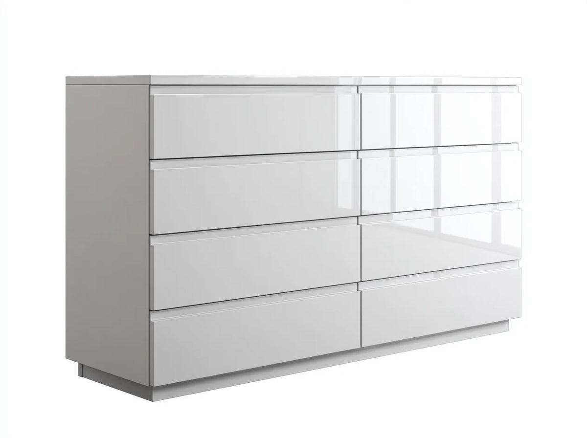 Cómoda de 8 cajones 160x45x80 cm - Blanco - diseño moderno