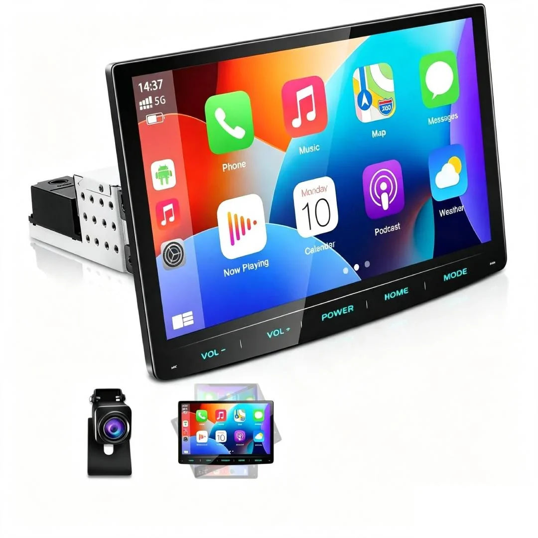 Autoradio Android 13 de 10,1 pulgadas, Apple CarPlay inalámbrico, Android Auto, navegación, DAB+, 1 DIN, Bluetooth, 8 núcleos, 32 GB, WiFi, 4G, GPS, cámara de visión trasera