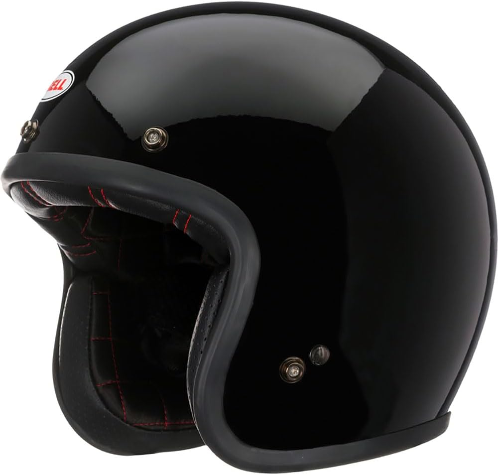 Casco de moto retro Bell Custom 500 sólido ECE inspirado en 1954, forma ovalada, ajuste discreto, comodidad moderna, color: negro, talla: XL