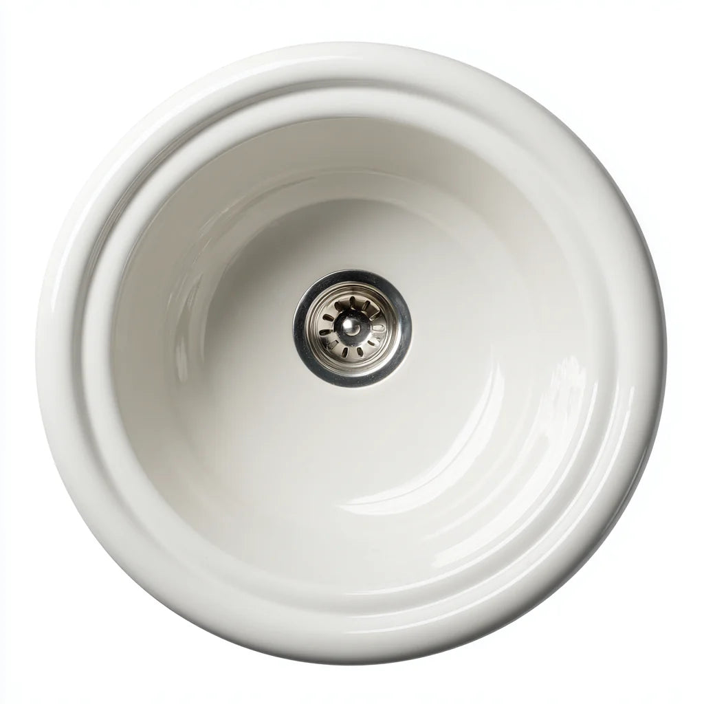 Lavabo de sobreponer redondo de cerámica 38x38x16 cm - blanco - estilo clásico