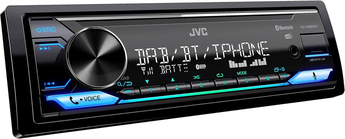 Autorradio JVC USB, iPod, Bluetooth, Dab+, KD-X482DBT Negro