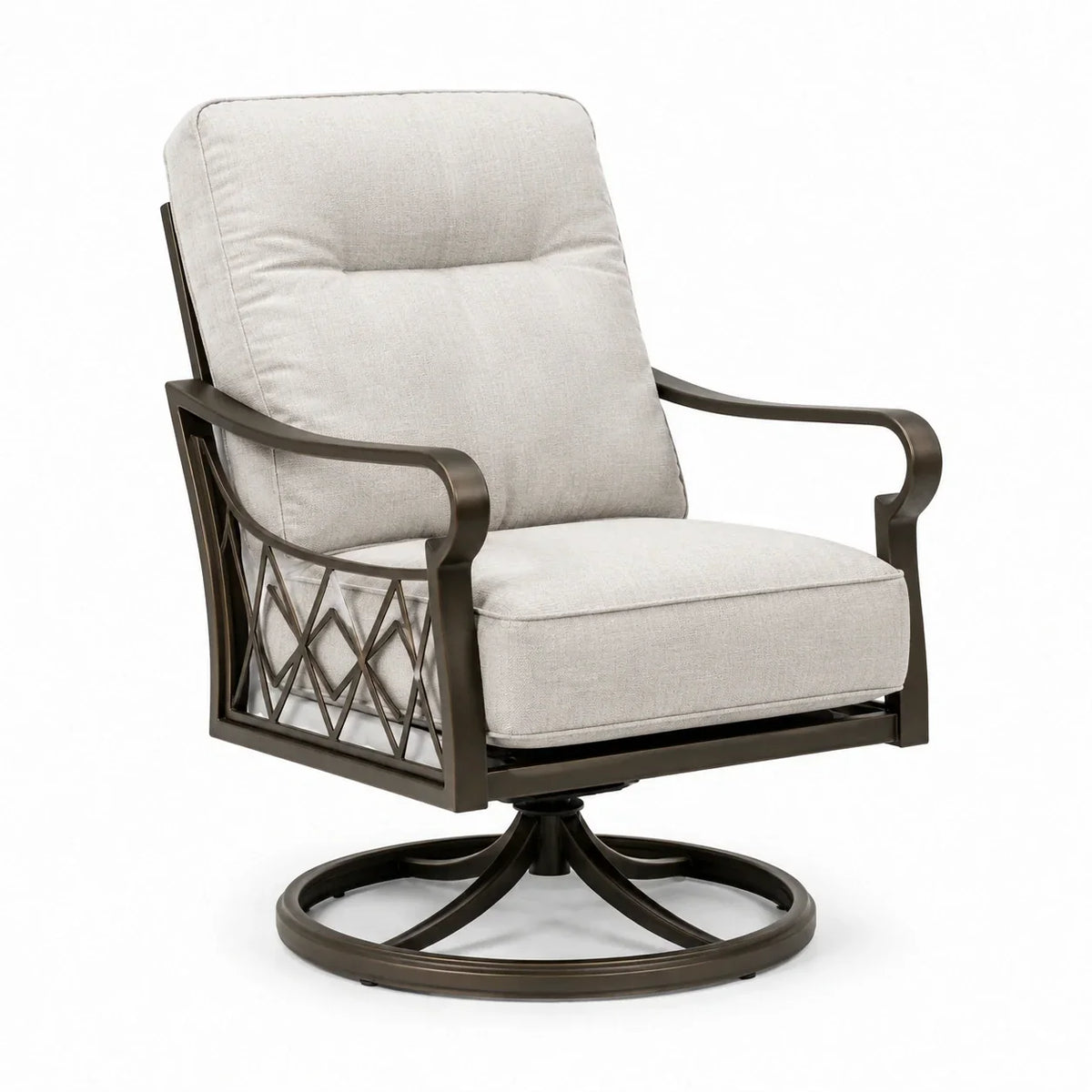 Sillón giratorio de aluminio y poliéster beige