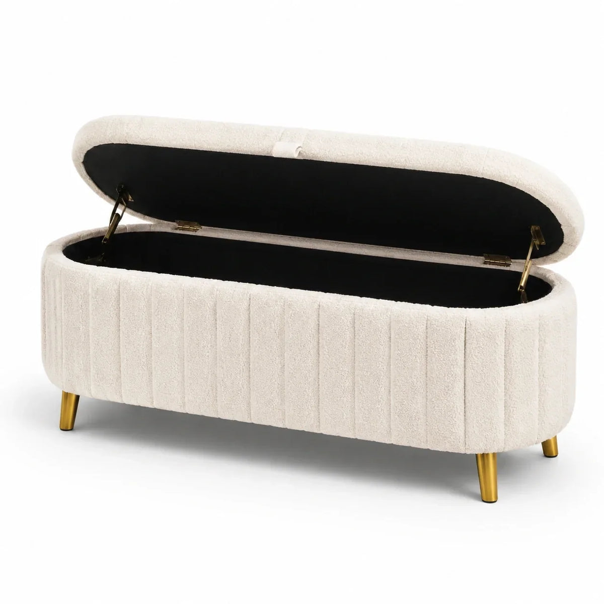 Banco de terciopelo con patas de metal de 120 cm beige