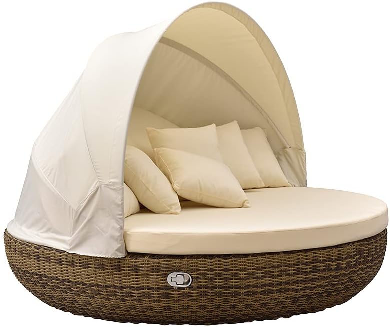 Isla de descanso Strandkorbwerk Pacific Cubu Cream Grey - Mecanismo giratorio de 360° - Salón de jardín - Muebles de jardín - Tumbona - Isla solar