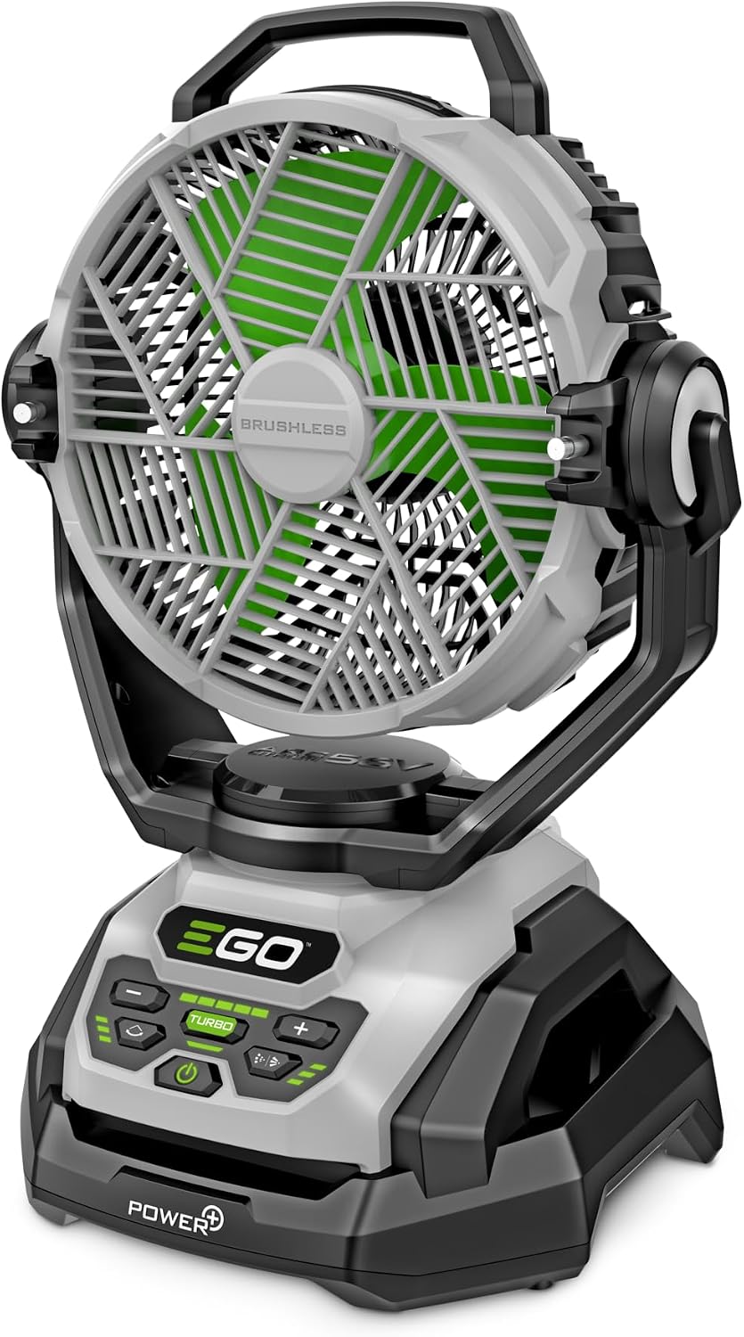 Ventilador oscilante EGO Power+ FN1000 con 6 modos de velocidad, 3 modos de oscilación, 3 modos de nebulización, batería y cargador no incluidos, 25,4 cm, 1700 CFM, 20 MPH