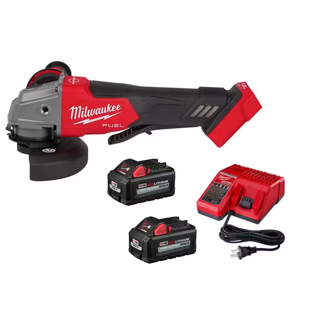 Esmeriladora angular inalámbrica M18 FUEL de 18V con motor sin escobillas de 4-1/2 pulg./5 pulg. con interruptor de paleta, dos baterías de 6.0 Ah y cargador