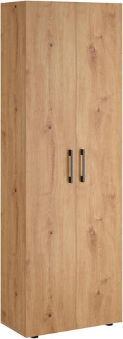 Armario escobero Bellamio Apol - Armario multiusos con aspecto de roble - Armario despensa con compartimento para aspiradora - Armario de limpieza de madera - Mueble de pasillo con almacenaje - Armario para el hogar - Armario multiusos 176x33x60 cm