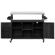 Isla de cocina para exteriores con cubierta de acero inoxidable, carrito de cocina de madera con puertas, estantes y especiero, isla de cocina con ruedas