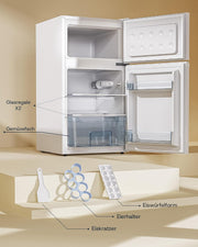 Refrigerador con congelador superior Upstreman 84L, 39dB silencioso y luz LED, refrigerador pequeño con puerta reversible, TM84 blanco