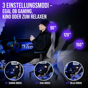 Silla gaming ergonómica con reposapiés 150 kg reposabrazos 4D espuma viscoelástica ruedas silenciosas antracita