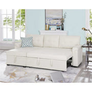 Sofá seccional reversible convertible con cama extraíble, chaise longue con almacenamiento oculto y patas duraderas