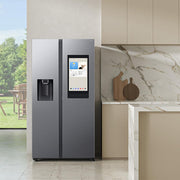 Frigorífico americano Samsung RS90F67BETEF, nevera con congelador AI, 178 cm, 614 l, dispensador de hielo/agua con depósito, Family Hub, modo AI Energy y control por voz, aspecto de acero inoxidable