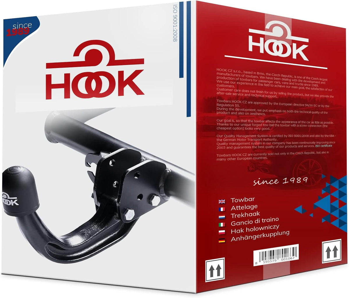 HOOK Enganche nuevo rígido fijo compatible con Peugeot Partner II Van/furgón 04.2008-2018 con kit eléctrico universal de 7 pines